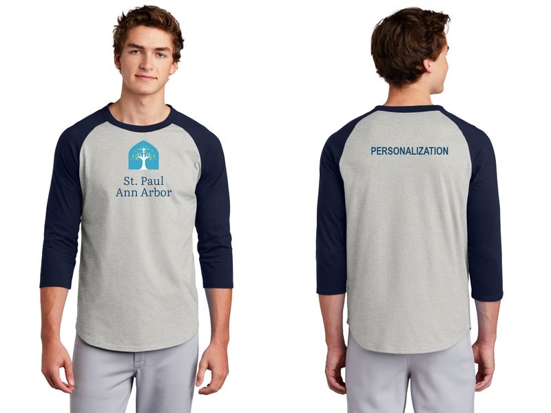 Adult Unisex Cotton Baseball Tee- Navy & Grey