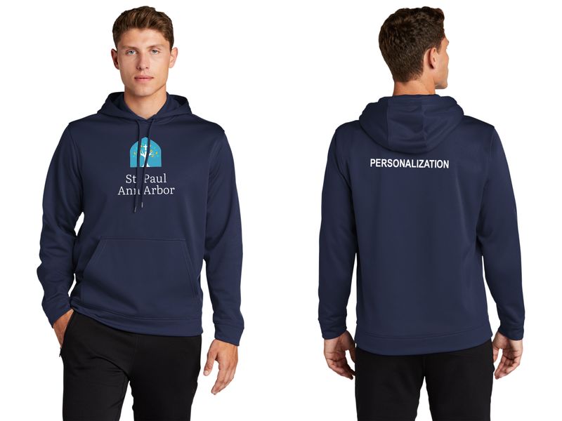 Adult Unisex Performance Fleece Pullover Hooded Sweatshirt -Navy, Grey, White