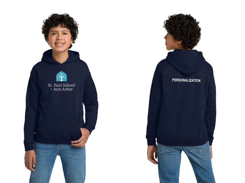 Youth Unisex Cotton Hooded Sweatshirt: Grey, Navy, White