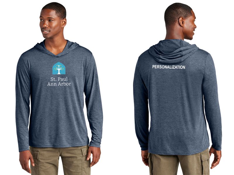 Adult Lightweight Long Sleeve Hoodie - Grey, Navy