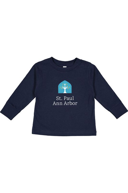 Toddler Long Sleeve Cotton Jersey Tee -Navy