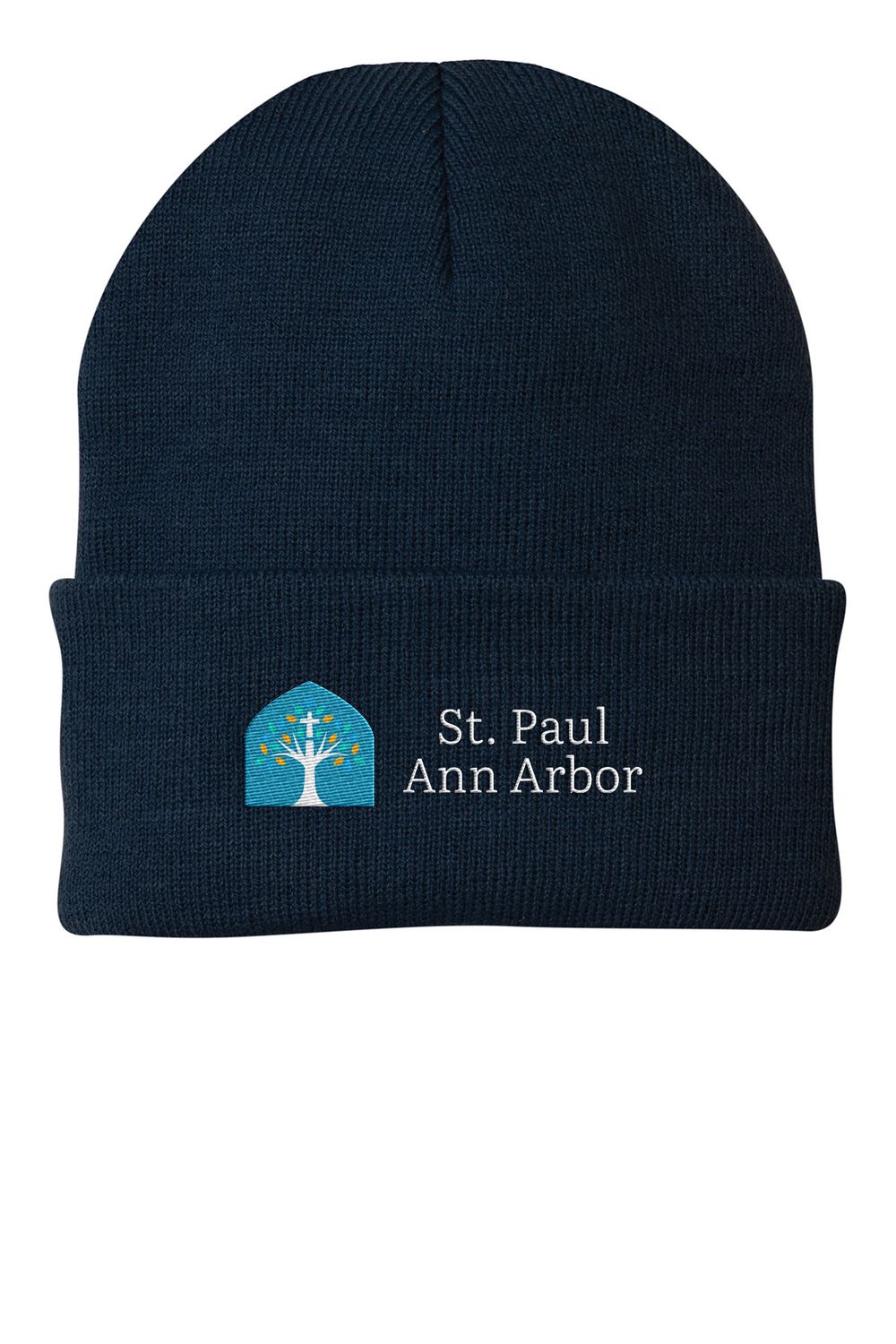 Knit Hat - Navy, Grey, White