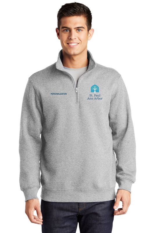 Men's Sport-Tek 1/4 Zip Sweatshirt-Navy,  Light Grey