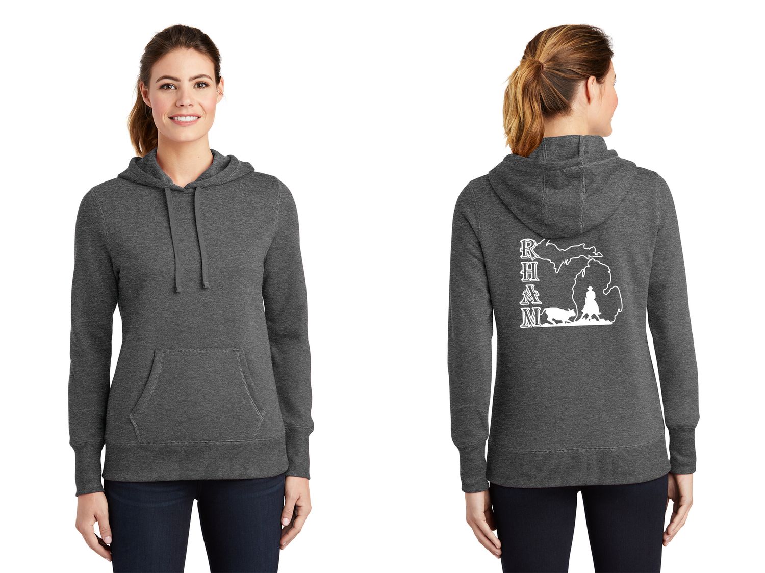 Ladie's Pullover Hooded Sweatshirt- Vintage Heather