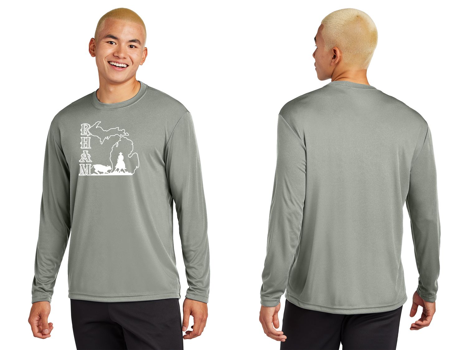 Adult Long Sleeve Performance- Grey Concrete, Royal