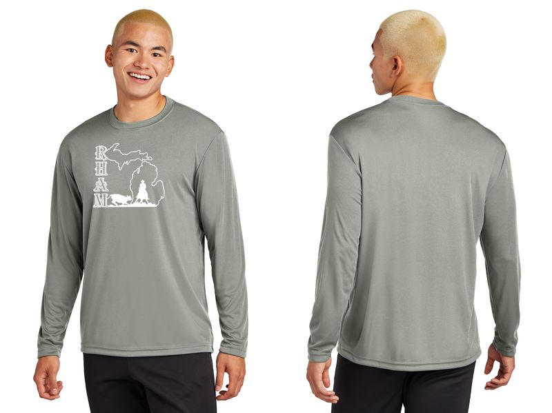 Adult Long Sleeve Performance- Grey Concrete, Royal