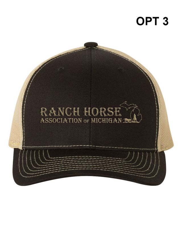 Richardson Snap Back Trucker Hat-Black/ Vegas Gold