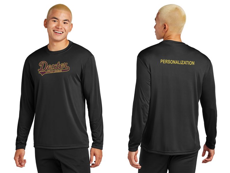 Long Sleeve Performance Tee - Maroon, Black