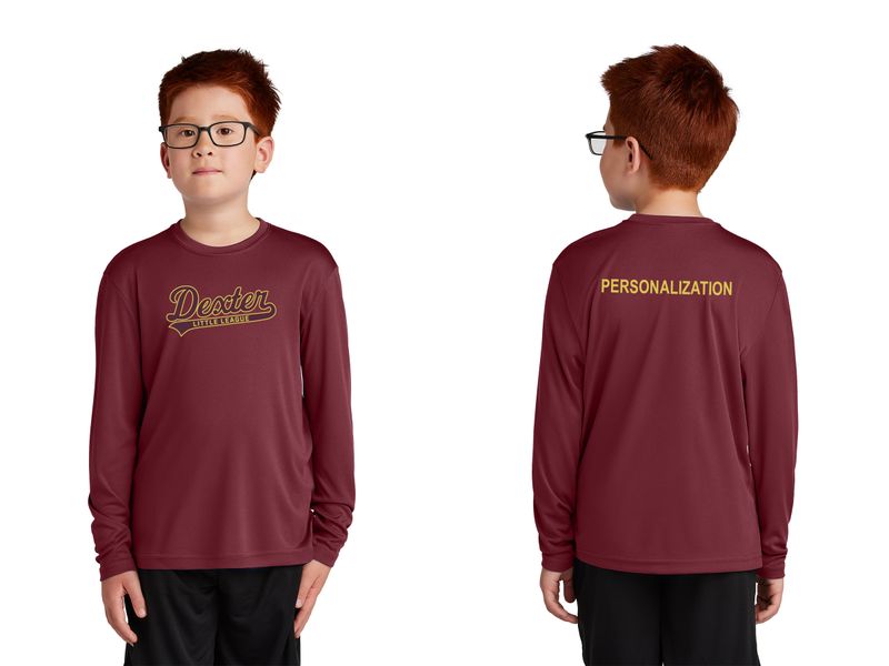 Youth Long Sleeve Performance Tee - Maroon, Black