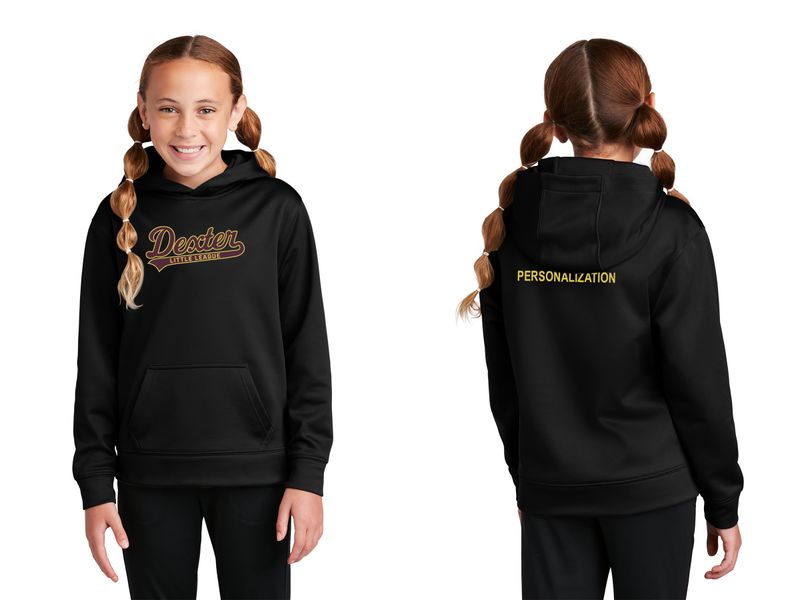 Youth Sport-Tek Fleece Hooded Pullover- Black