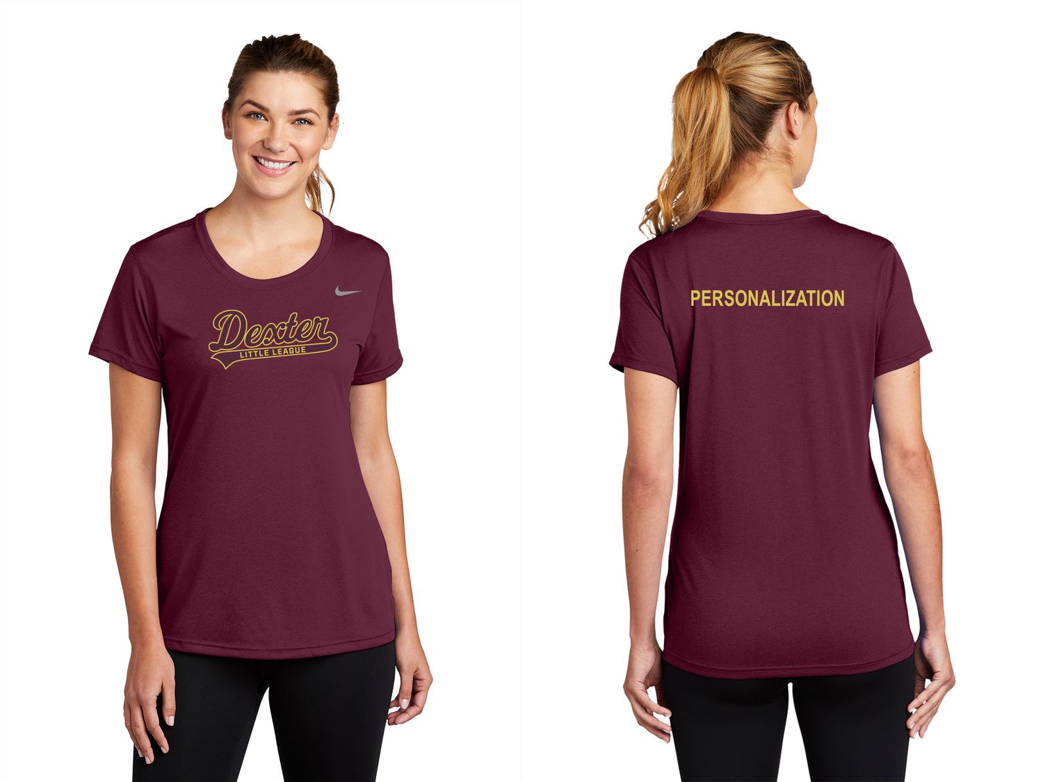 Ladies Nike Legend Tee- Maroon, Black