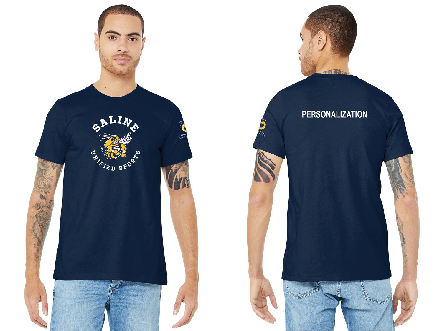 Adult Bella & Canvas Soft Short Sleeve Tee- Navy, Gold