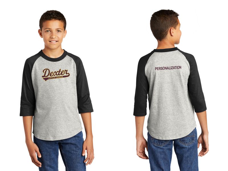 Youth Baseball 3/4 Sleeve Jersey Tee - Grey/Black