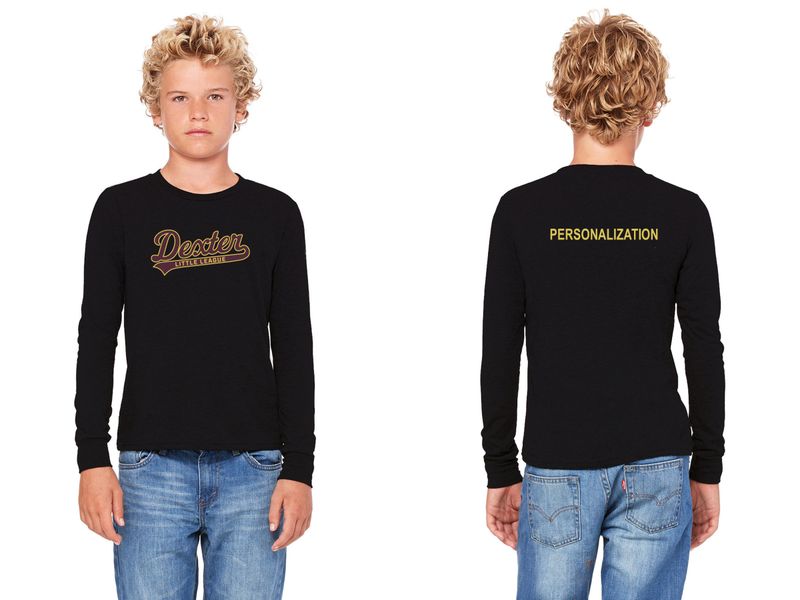 Bella + Canvas Youth Triblend Long-Sleeve T-Shirt -Solid Black, Grey Triblend