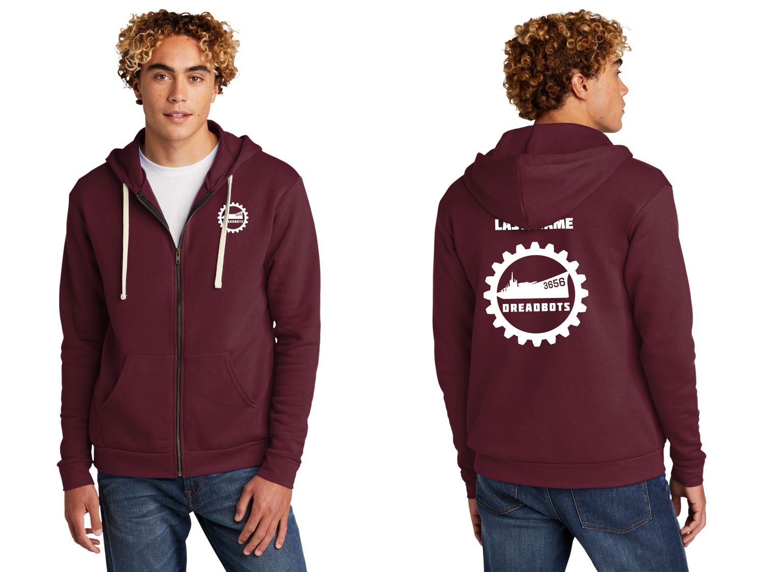 Unisex Santa Cruz Zip Hoodie-Maroon