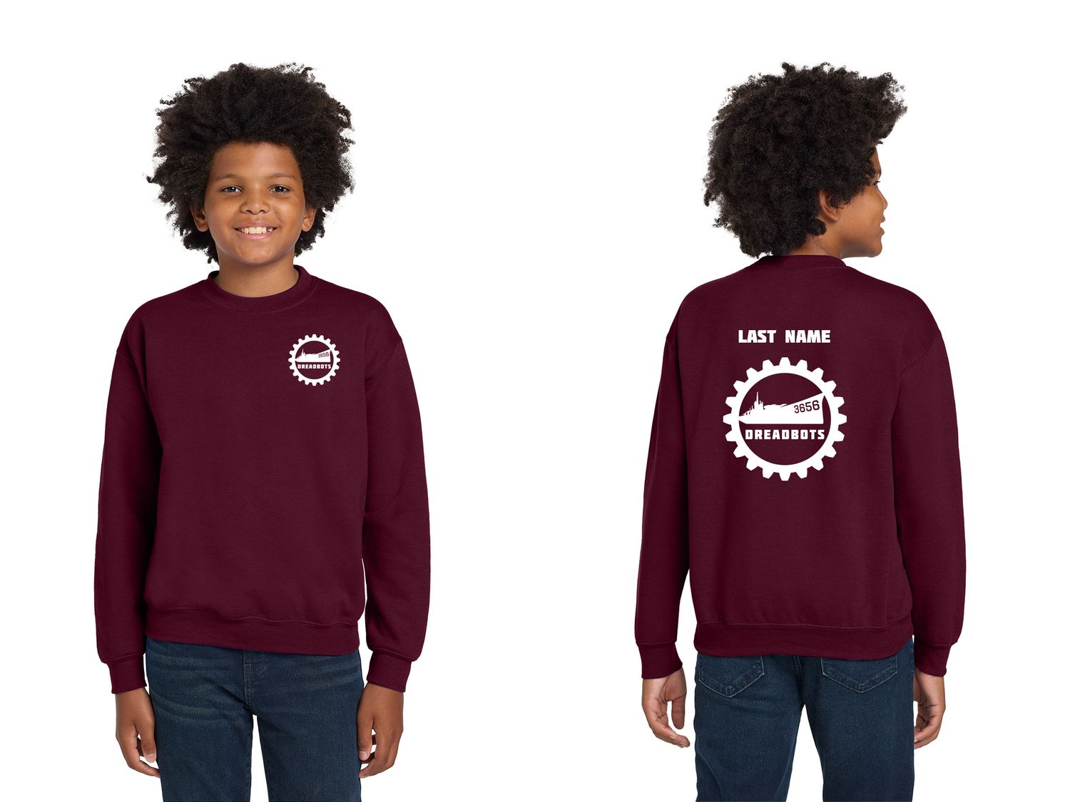 Youth Cotton Crewneck Sweatshirt- Maroon