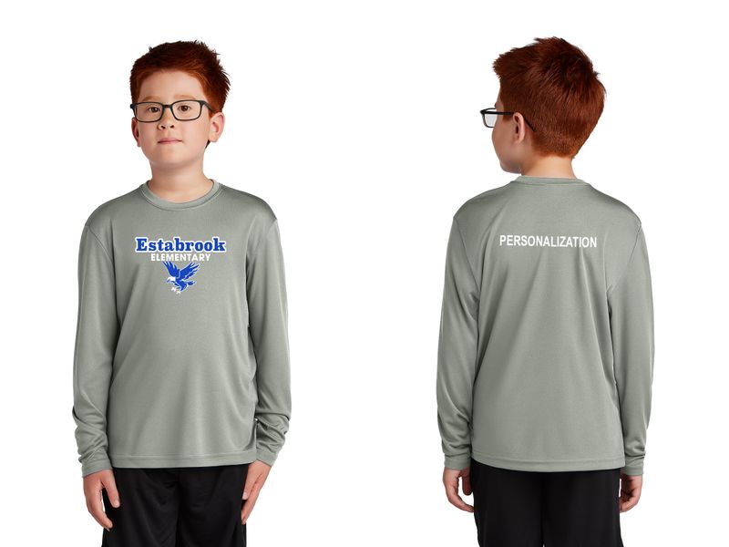 Youth Long Sleeve Performance Tee- Royal, Grey Concrete, White