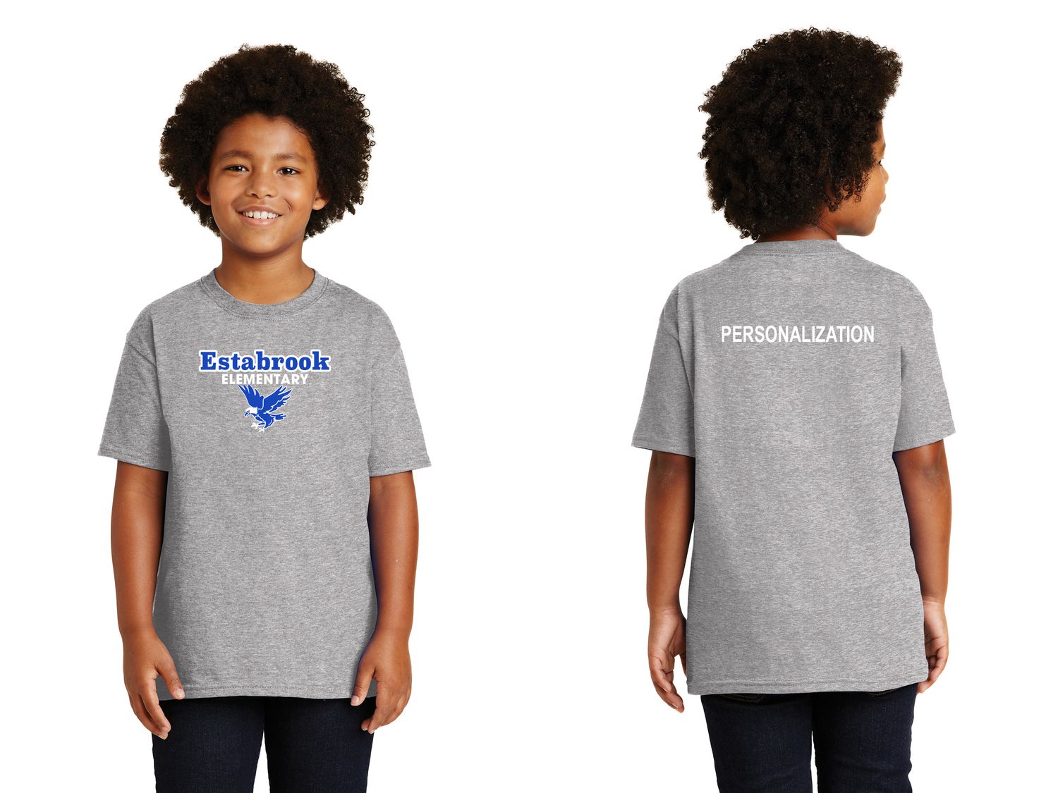 Youth Unisex Cotton Tee: Royal, Sport Grey, White