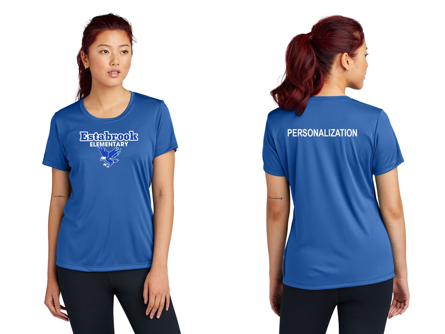 Ladies Short Sleeve Performance Tee- Royal, White, Grey Concrete