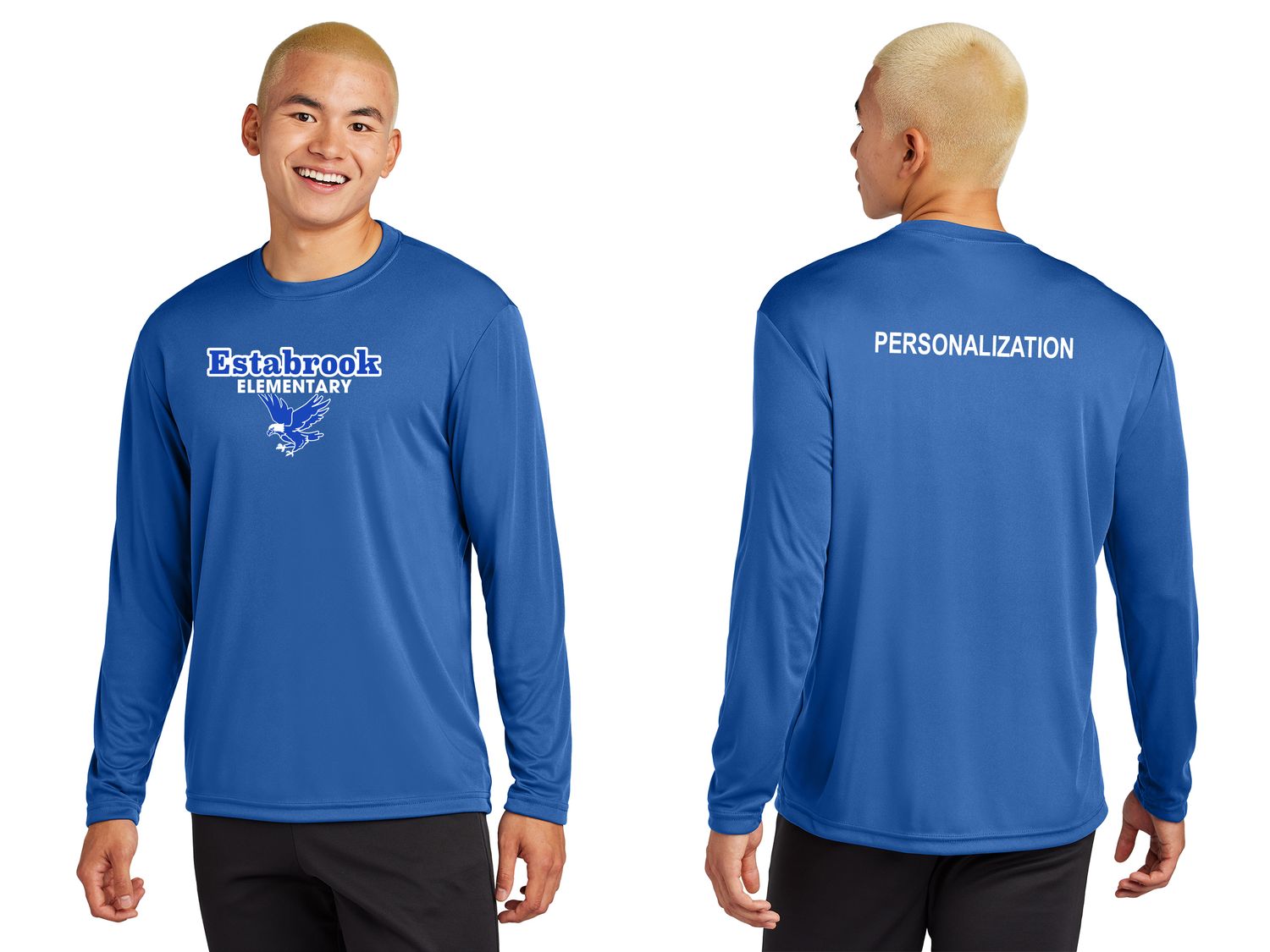 Adult Long Sleeve Performance- Royal, Grey Concrete, White