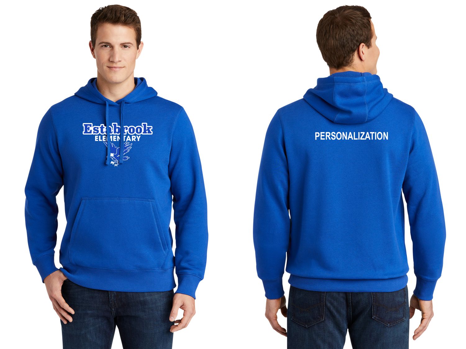 Adult Pullover Hooded Sweatshirt- Royal, Vintage Heather
