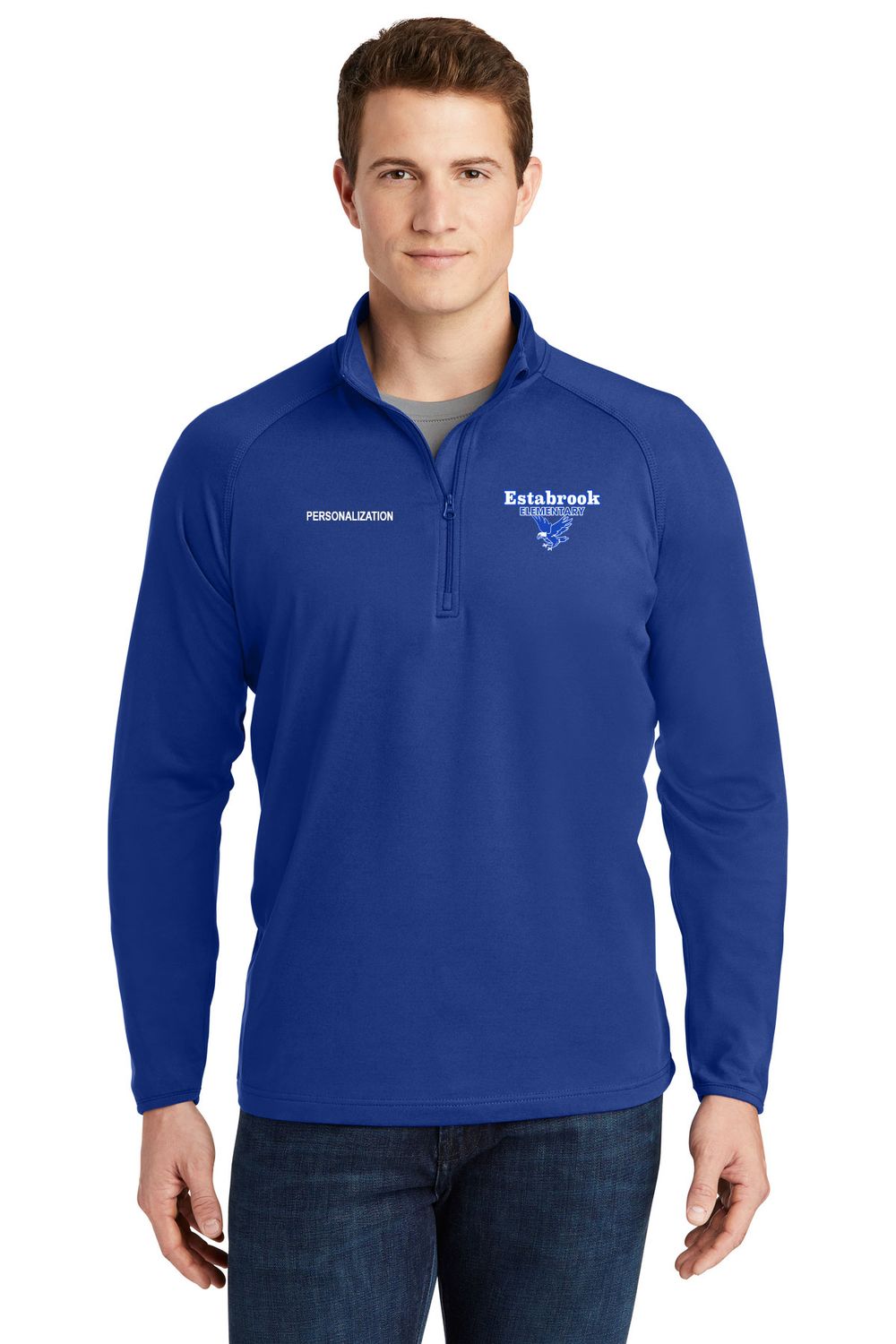 Adult Men's Stretch 1/4 Zip- Royal, White, Heather Grey