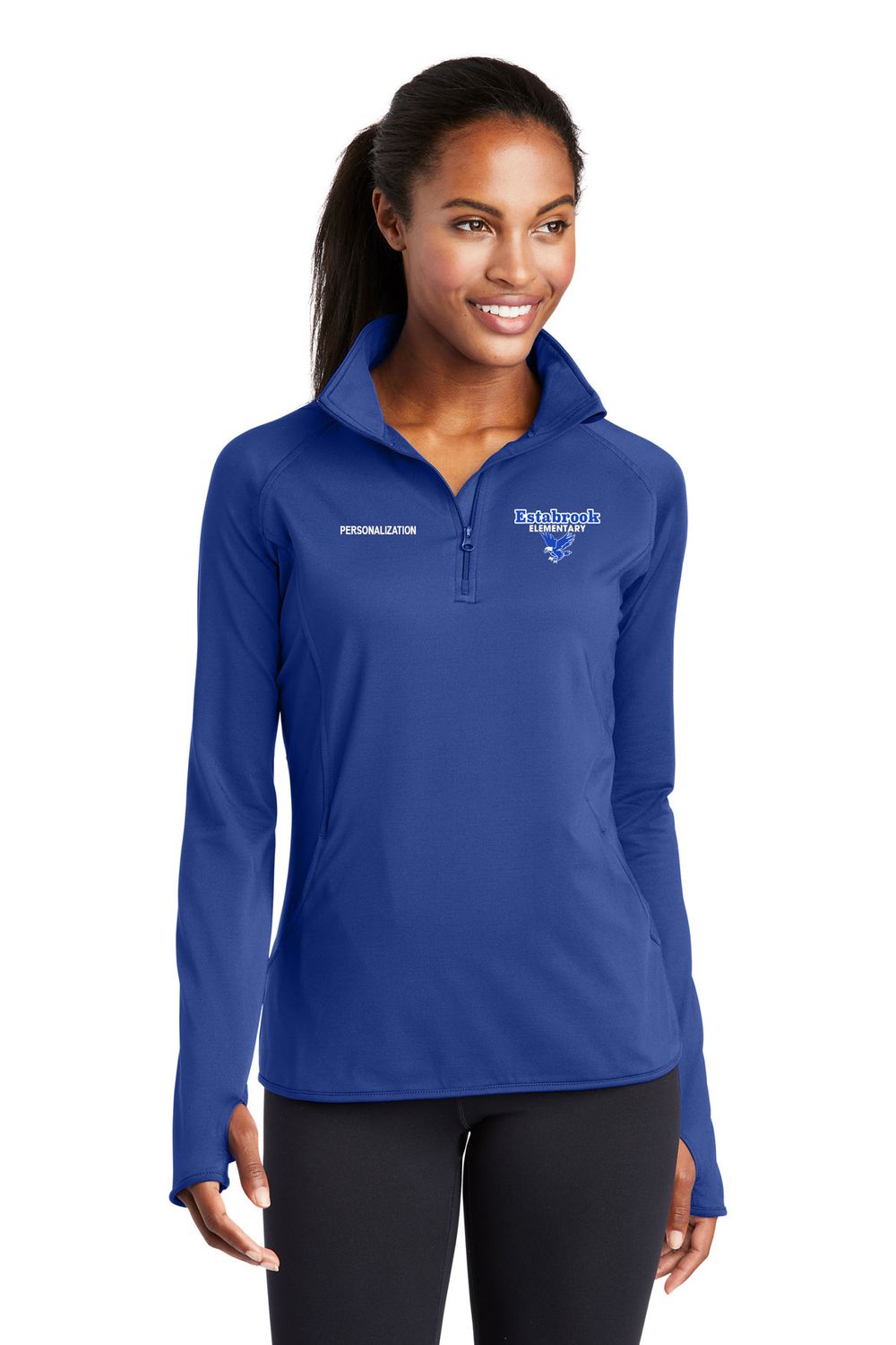 Ladies' Stretch 1/4 Zip- Royal, White, Grey Heather