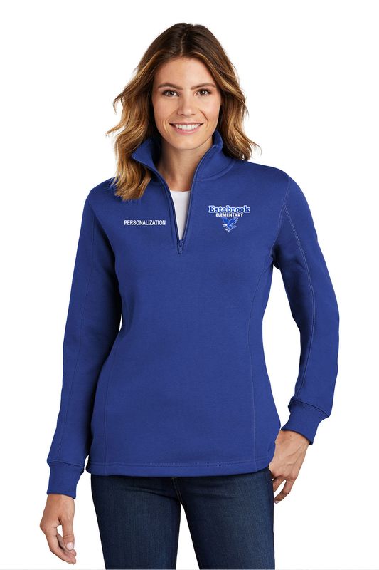 Ladies' 1/4 Zip Sweatshirt- Royal, White, Vintage Heather