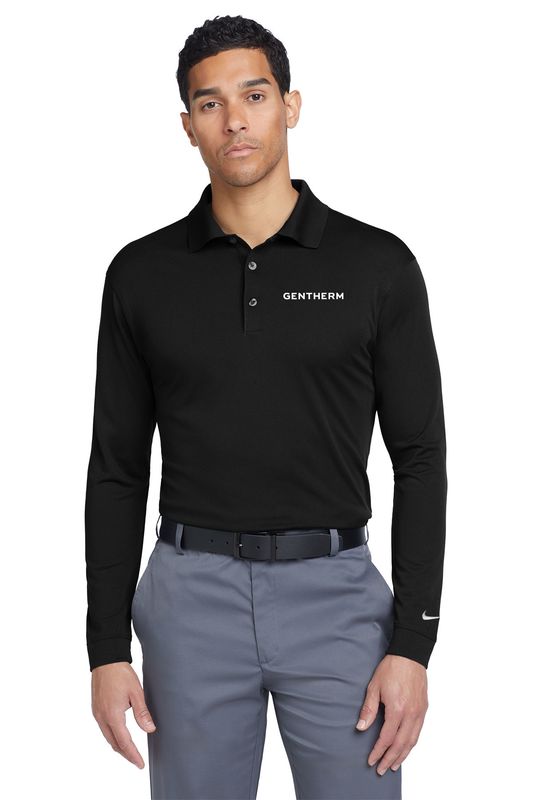NEW Nike Long Sleeve Dri-FIT Stretch Tech Polo- Black, Dark Grey