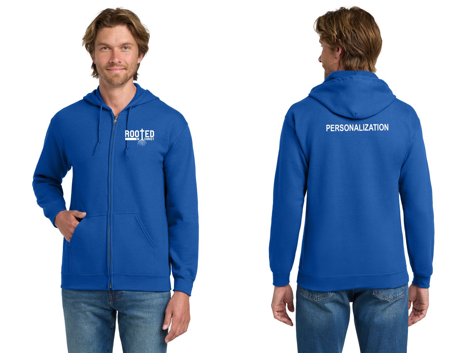 Adult Heavy Cotton Full Zip Hood - Royal
