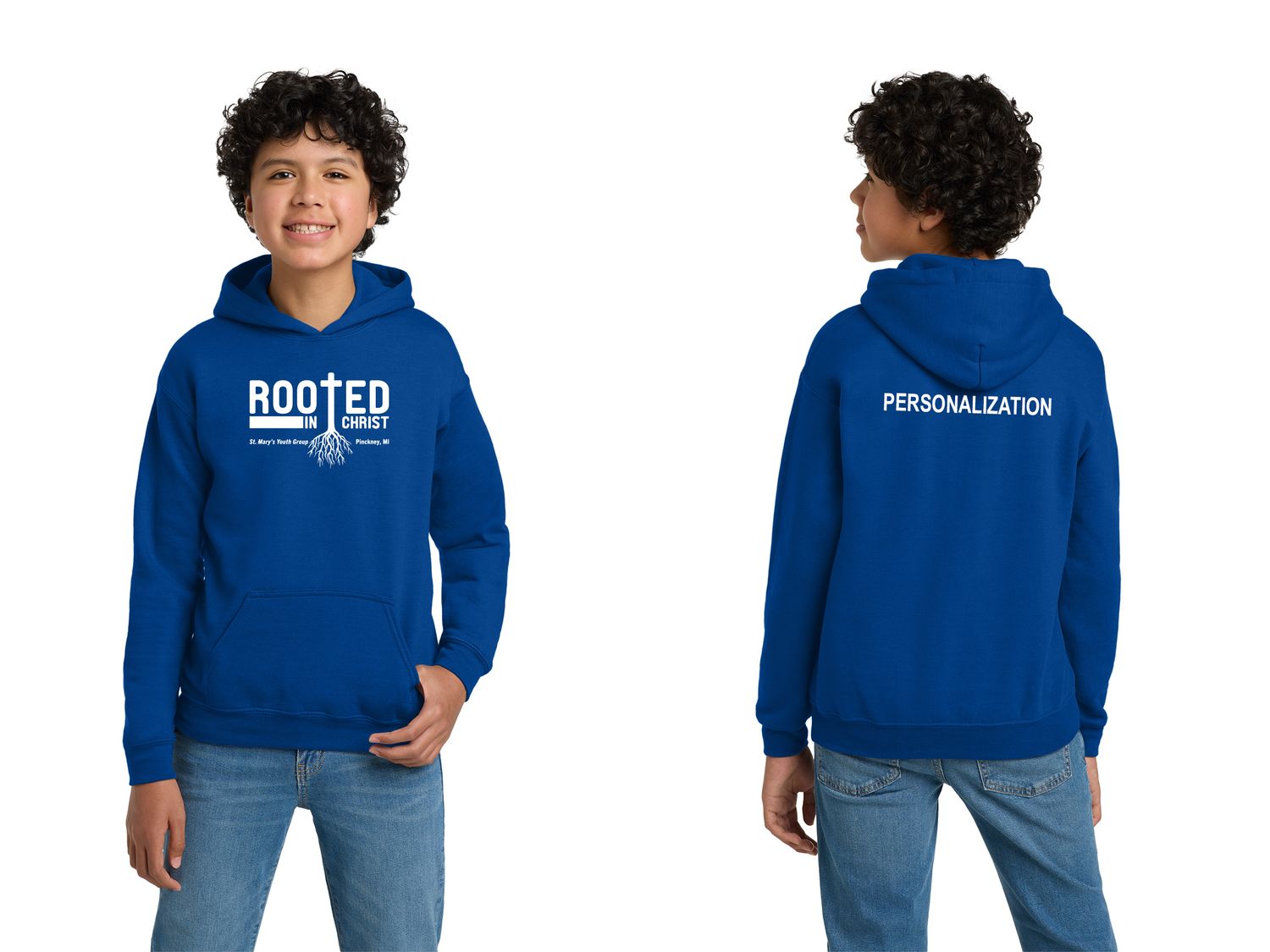 Youth Gildan Heavy Cotton Hood - Royal, White