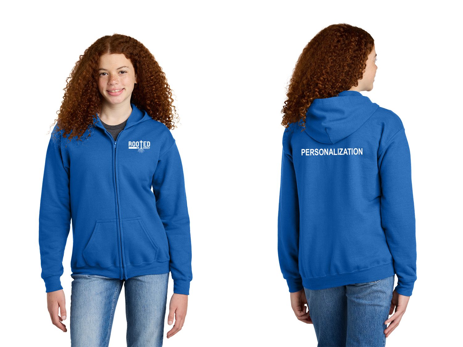 Youth Full Zip Hooded Sweatshirt- Royal