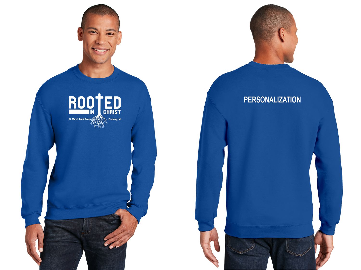 Adult HeavyBlend Crewneck Sweatshirt- Royal, White