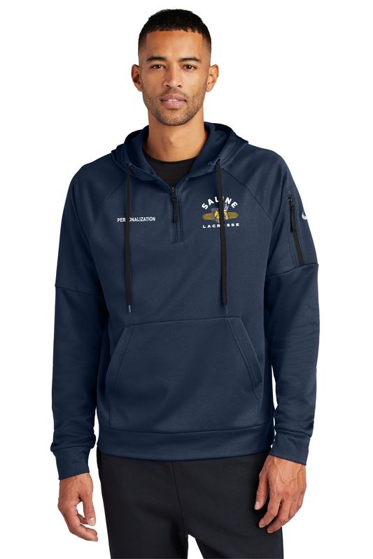 Nike Therma-FIT Pocket 1/4-Zip Fleece Hoodie- Navy, Dark Grey Heather