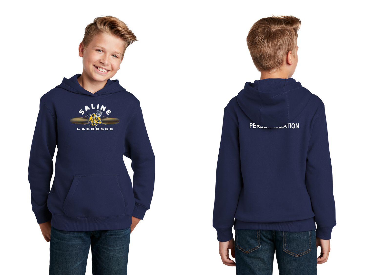 Youth Pullover Hooded Sweatshirt -Navy