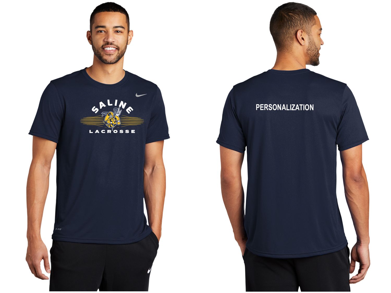 Nike Performance Short Sleeve Tee - Navy/ Grey/White