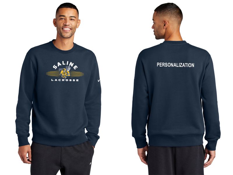 Nike Club Fleece Sleeve Crew- Navy, Dark Grey Heather