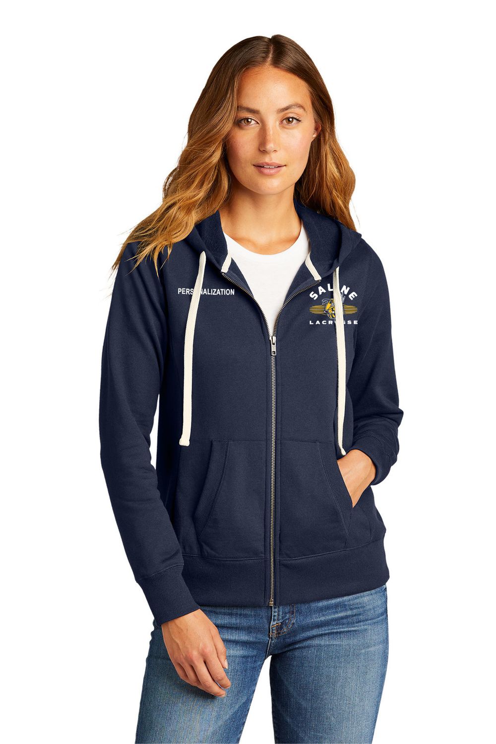 Women's Full Zip Fleece Hoodie- Navy or Heather Grey