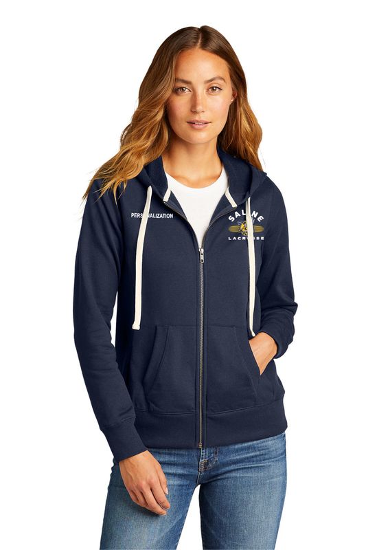 Women's Full Zip Fleece Hoodie- Navy or Heather Grey