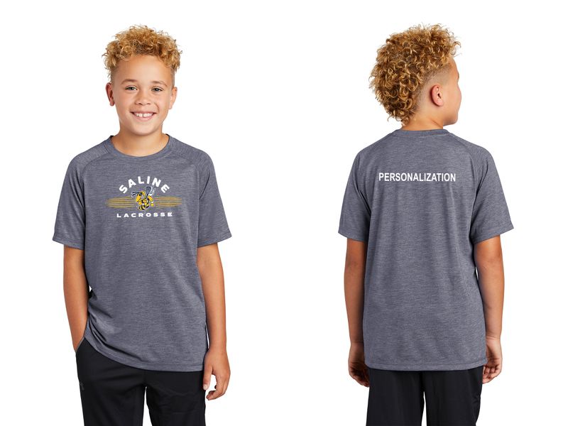 Youth Tri-Blend Wicking Scoop Neck Raglan Tee-Navy Heather/Light Grey Heather