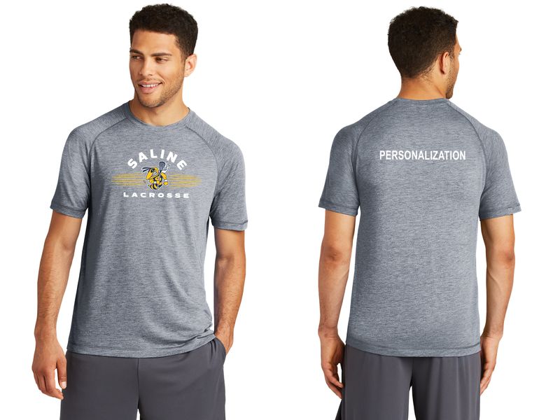 Unisex Tri-Blend Wicking Raglan Tee-Light Grey Heather, Navy Heather, White
