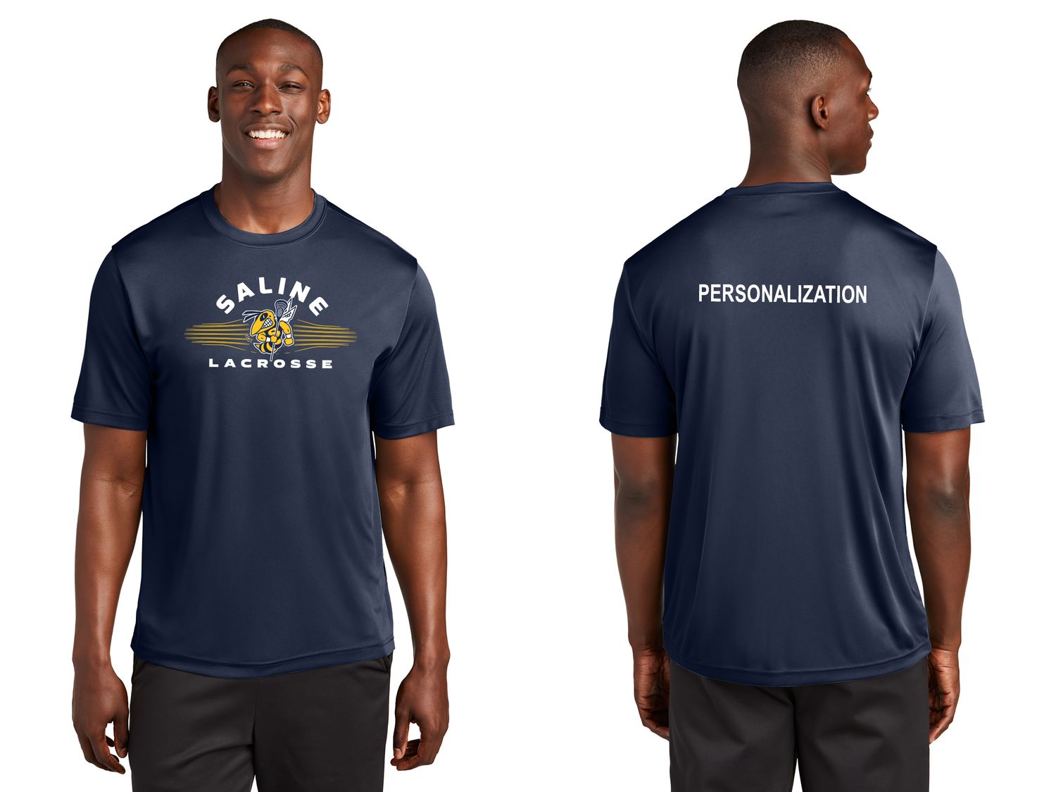 Unisex Short-Sleeve Performance Tee -Navy/Grey/Navy Heather/Grey Heather