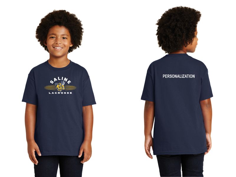 Youth Basic Cotton Short Sleeve Tee - Navy/Heather Grey