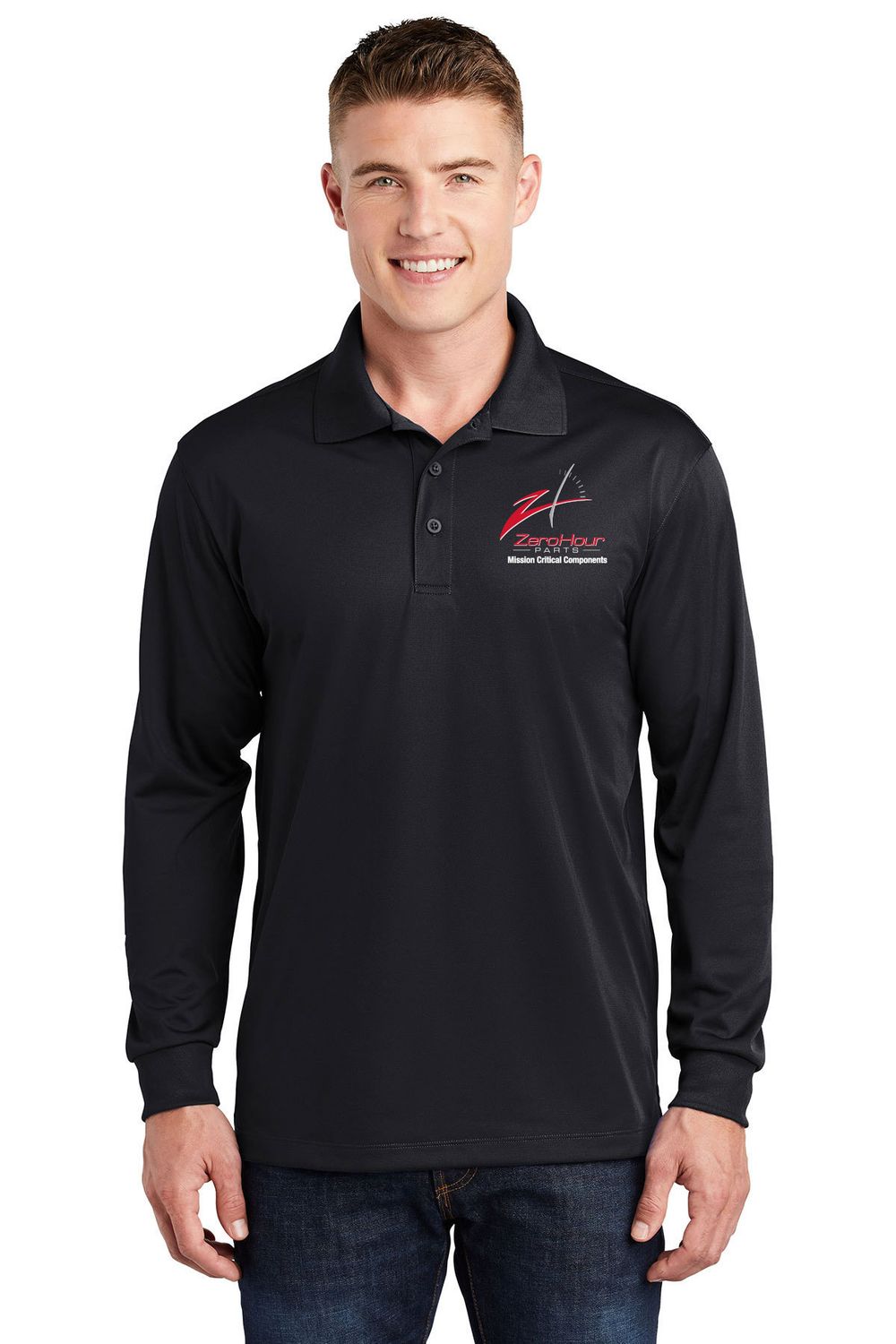 Men's Long Sleeve Polo- Black, Red, Iron Grey, White