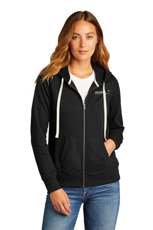 Women's Re-Fleece Full-Zip Hoodie-Black or Heather Grey