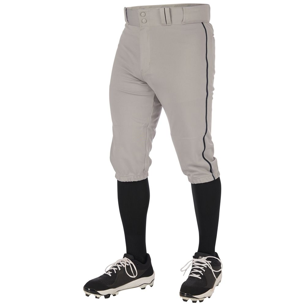 TEAM OPTIONAL (10U, 12U) - Knicker Pant With Braid- Grey with Black piping