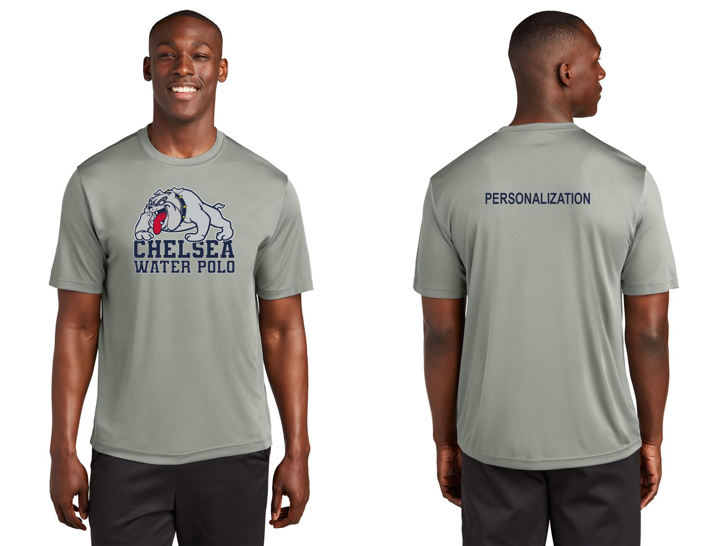 Adult Short Sleeve Performance Tee- Concrete, Navy