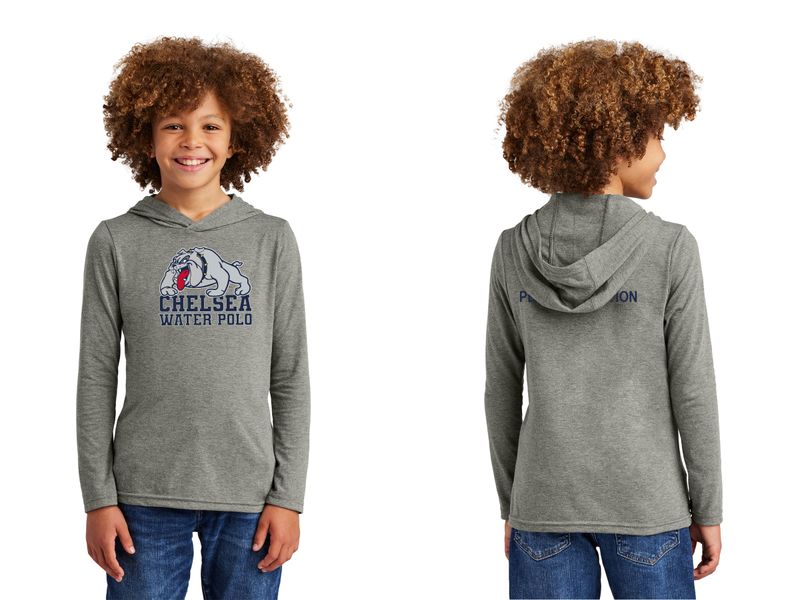 Youth Lightweight Long Sleeve Hoodie - Grey, Navy Frost