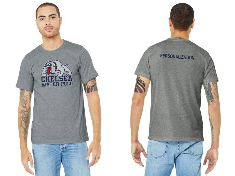 Adult Soft Cotton T-Shirt - Heathered Grey, Navy