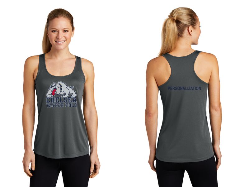 Ladies Sport-Tek Performance Racerback Tank- Iron Grey, Navy